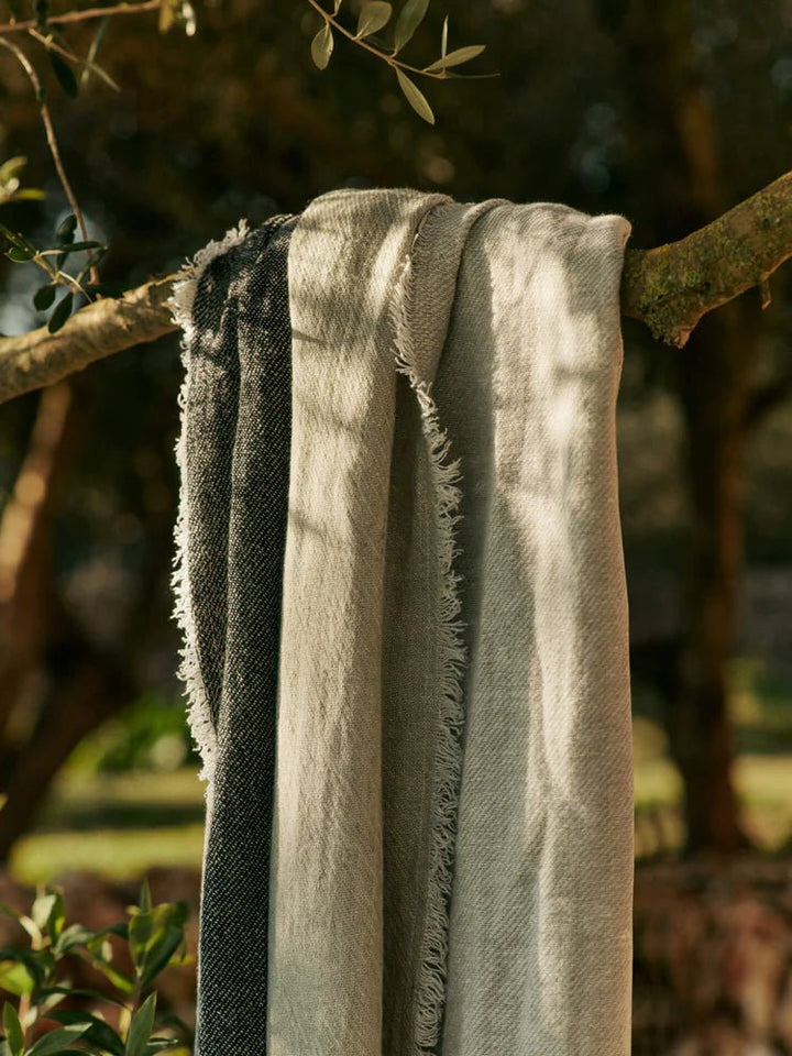 Pila Linen Throw - Ferm Living Blankets + Throws + Pillows - Khaki/Aged Gold - HORNE