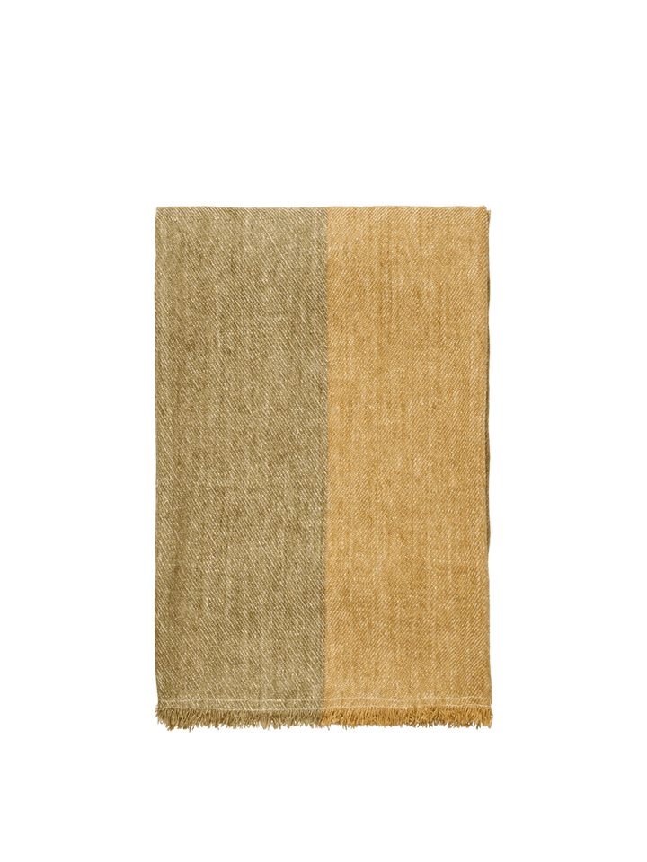 Pila Linen Throw - Ferm Living Blankets + Throws + Pillows - Khaki/Aged Gold - HORNE