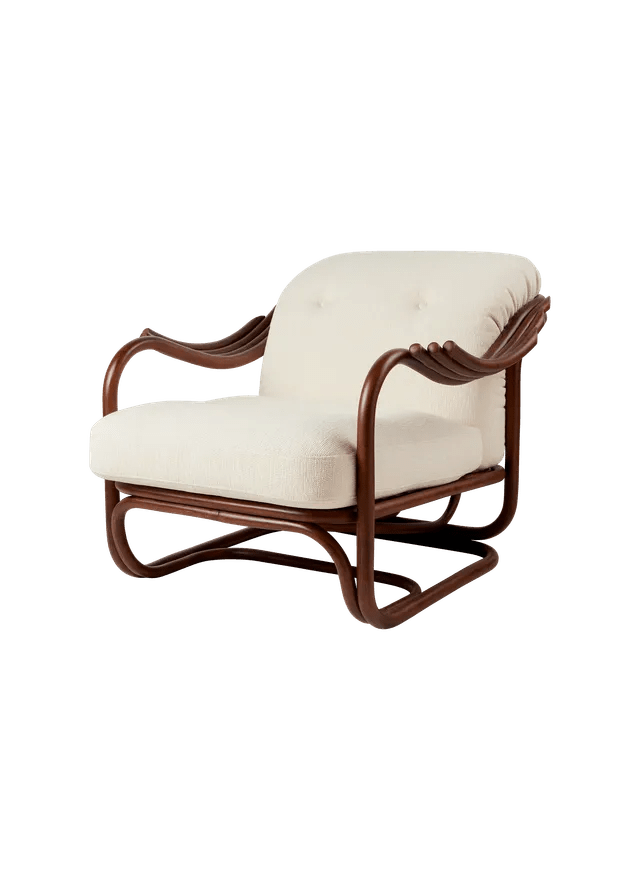 Poltrona Tria Lounge Chair - Fully Upholstered - Gubi Lounge Chairs - Dark Rattan - Group A - HORNE
