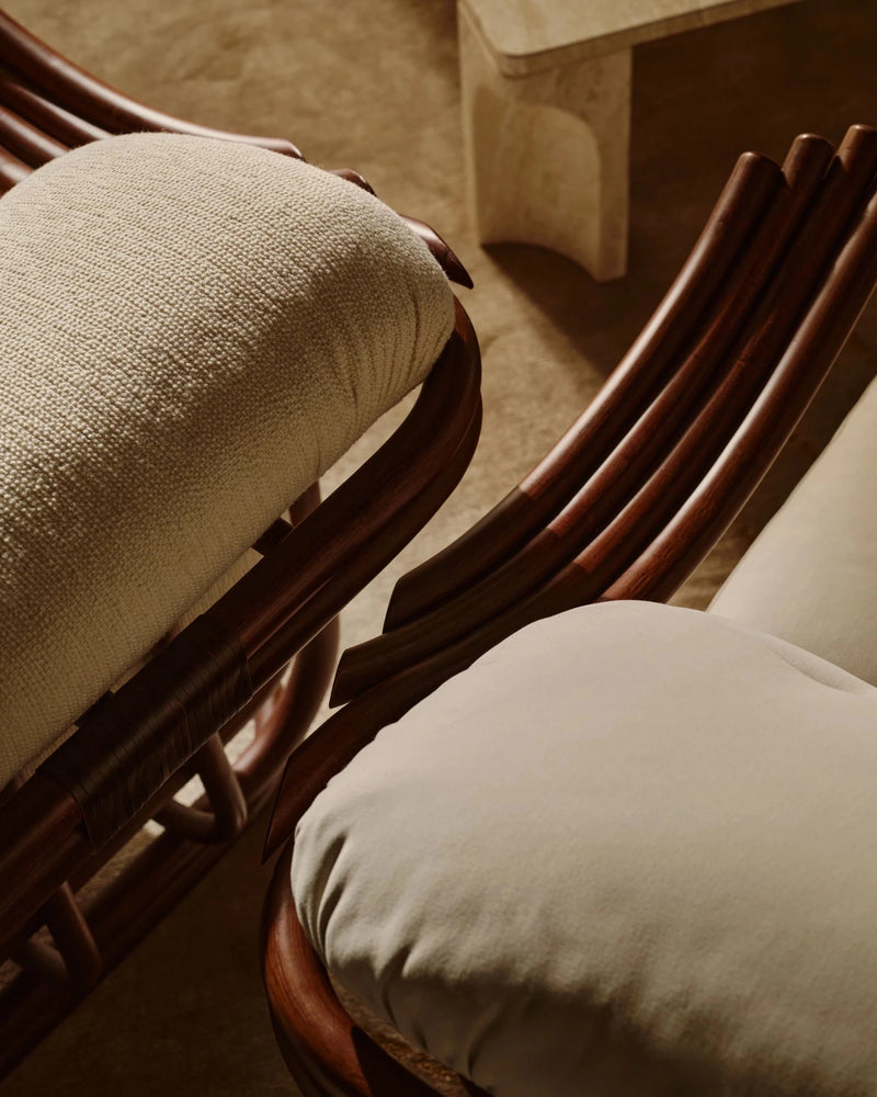 Poltrona Tria Lounge Chair - Fully Upholstered - Gubi Lounge Chairs - Dark Rattan - Group A - HORNE