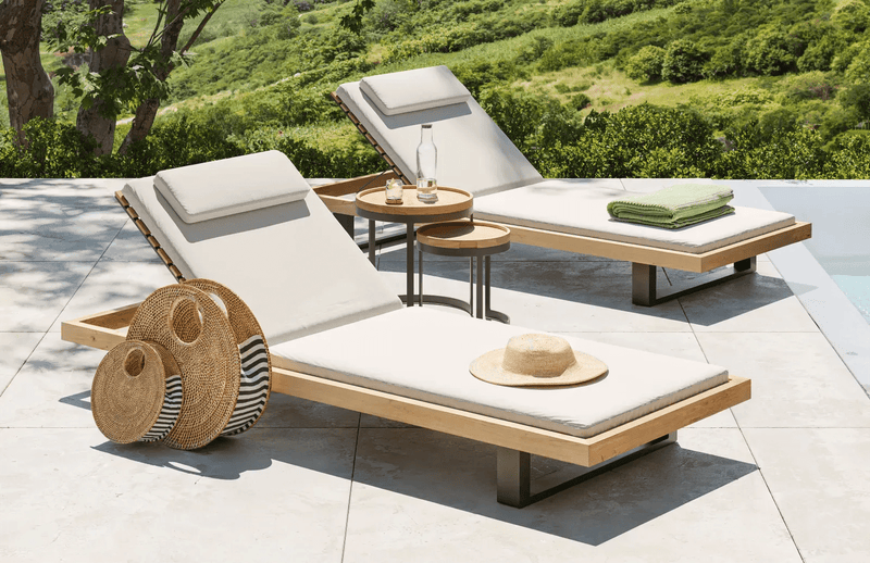 Ravello Sun Lounger - BETACO Chairs - Black Aluminum / Teak - HORNE