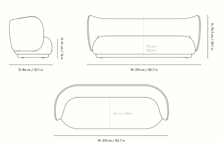 Rico 3 Seater Sofa - Louisiana - Ferm Living Sofas - Sand/Black - HORNE