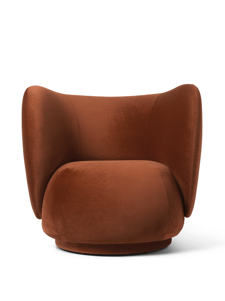 Rico Lounge Chair - Ferm Living Chairs - Rich Velvet - Rust - HORNE