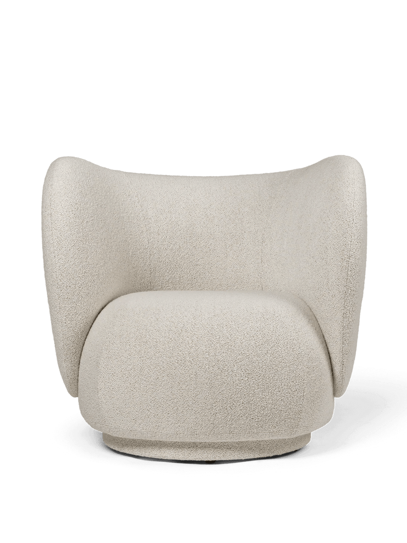 Rico Lounge Chair - Swivel - Ferm Living Chairs - Bouclé - Off - White - HORNE
