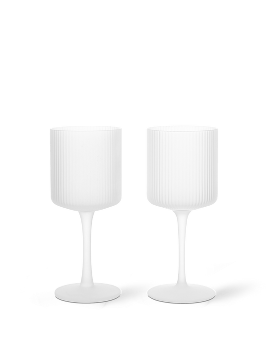 Ripple White Wine Glasses - Set of 2 - Ferm Living - Glassware - Frosted - HORNE