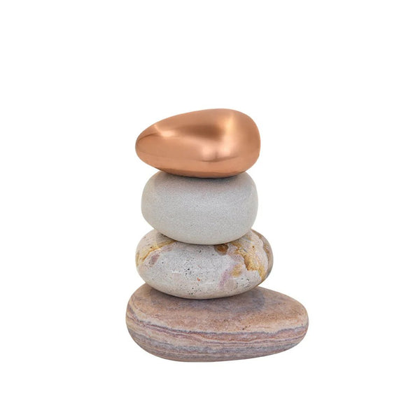 Rock Pile Sculpture - Kristina Dam Art + Objects - Earth Tones Marble Sandstone & Copper - HORNE