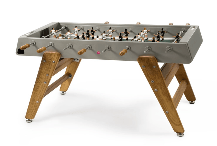 RS3 Indoor RS Barcelona Foosball Table - Iroko Wood Legs - Gray - Games + Recreation - Inox - No Cover - HORNE
