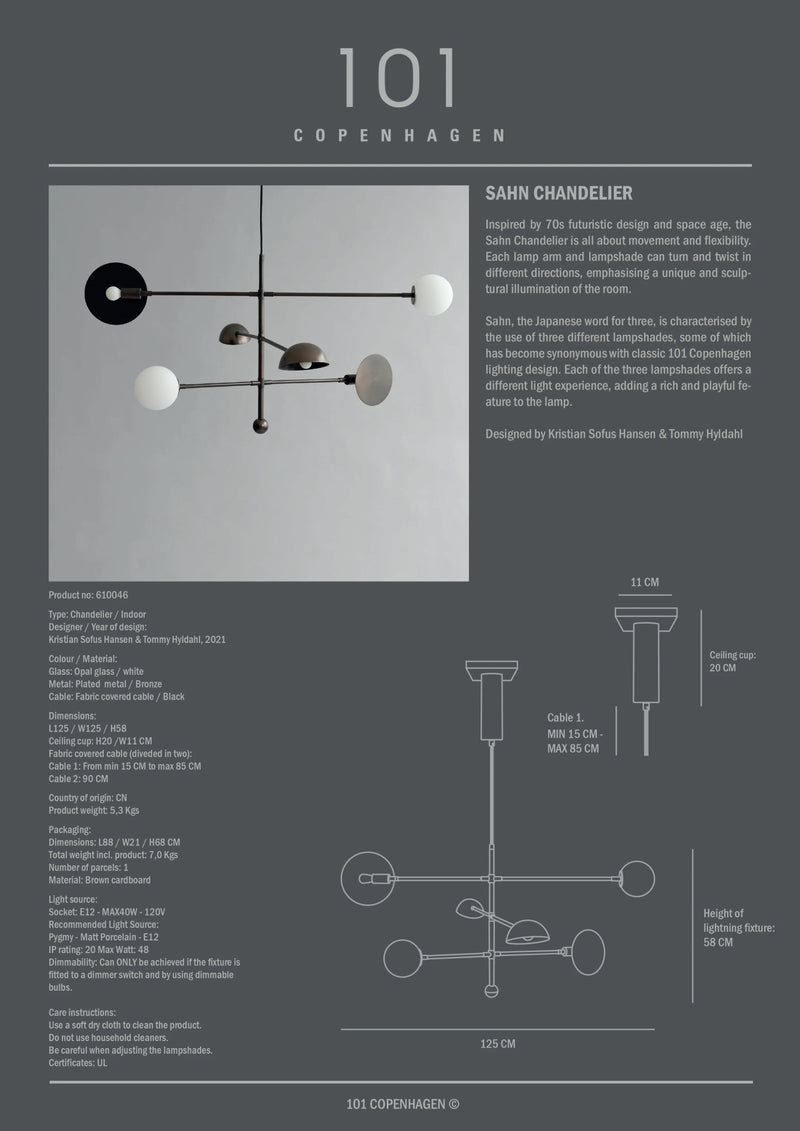Sahn Chandelier - 101 Copenhagen Lighting - Bronze - HORNE