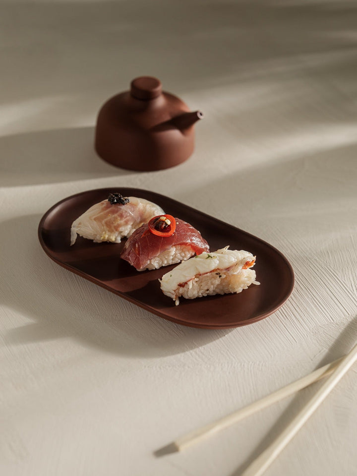 Sand Secret Oval Plate - Design House Stockholm Serveware - Black clay - HORNE