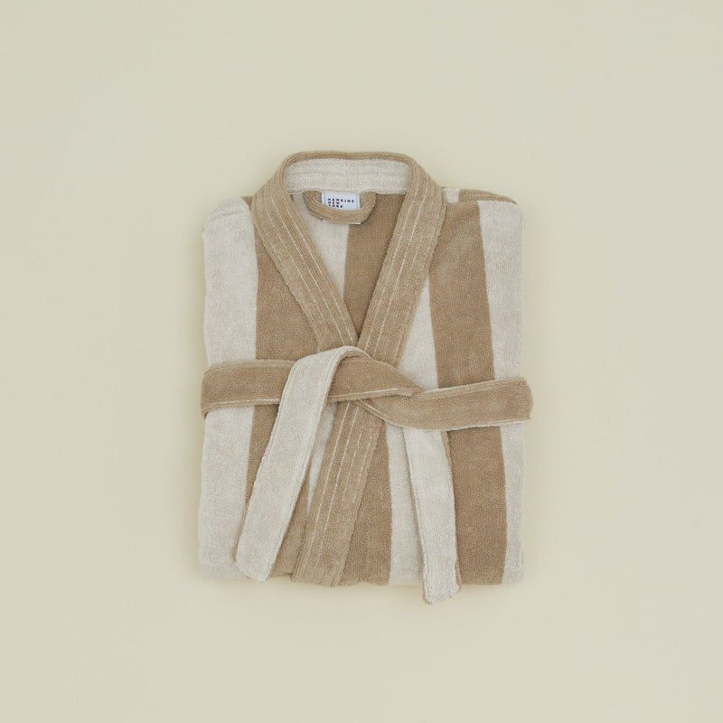 Simple Striped Terry Bathrobe - Small - Sky/Peacock by Hawkins New York