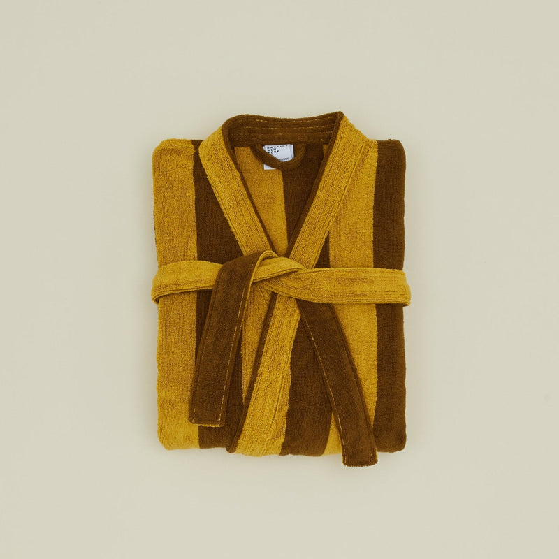 Simple Striped Terry Bathrobe - Small - Sky/Peacock by Hawkins New York