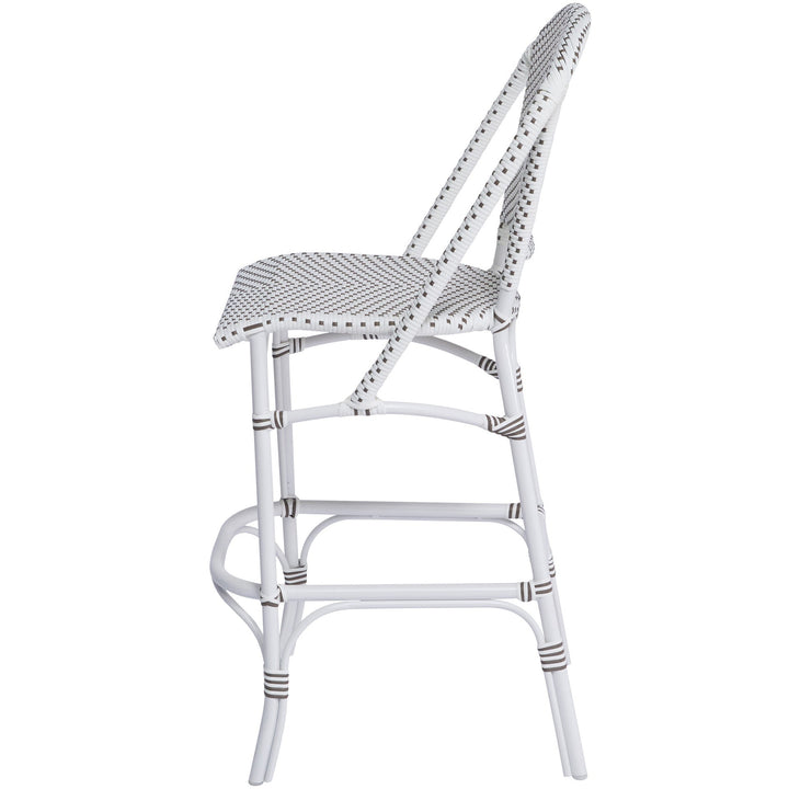 Sofie Outdoor Bar Stool - Sika Design - Stools + Benches + Ottomans - White Frame/ White with Cappuccino Dots - HORNE
