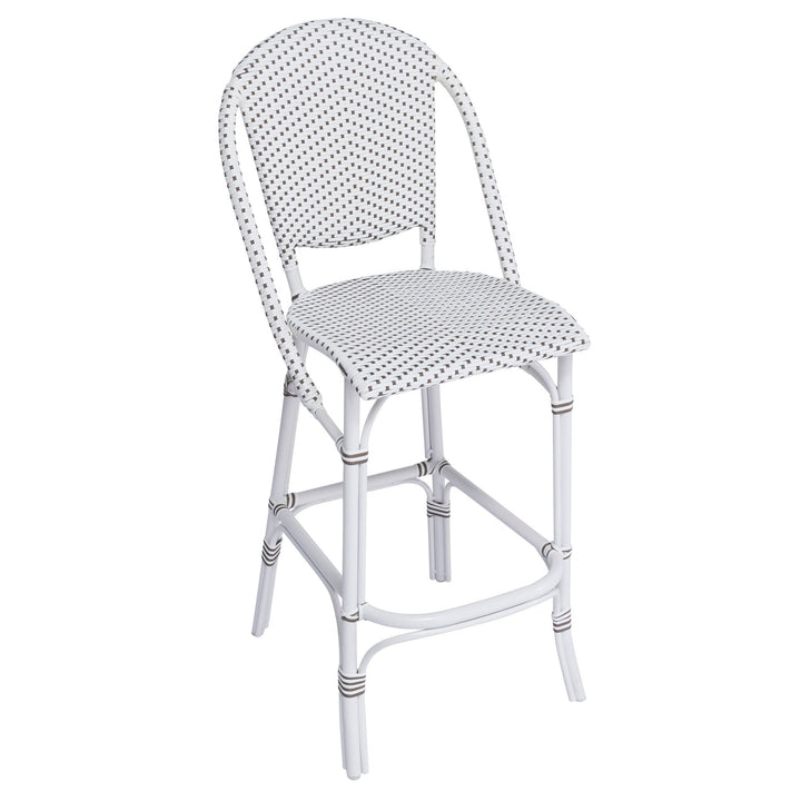 Sofie Outdoor Bar Stool - Sika Design - Stools + Benches + Ottomans - White Frame/ White with Cappuccino Dots - HORNE