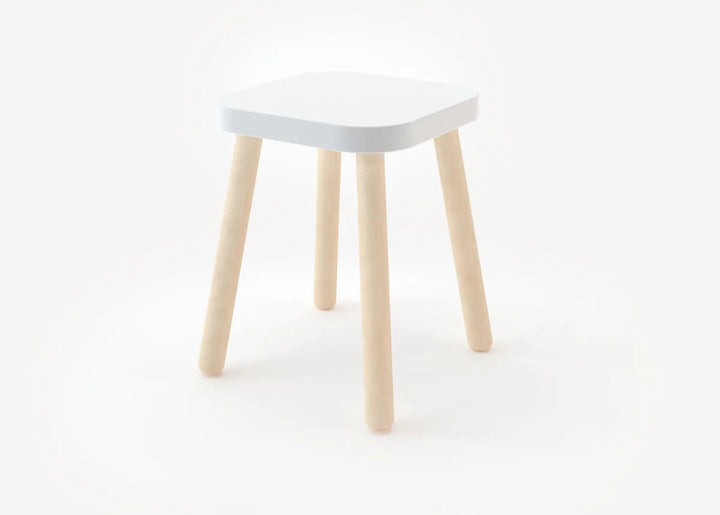 Square Stool - Oeuf Kids + Baby - White/Birch - HORNE