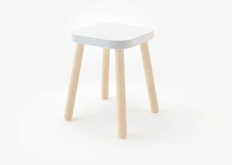 Square Stool - Oeuf Kids + Baby - White/Birch - HORNE