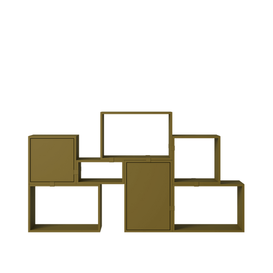 Stacked Storage System - Bookcase - Con 6 - Muuto Shelving - Brown Green - HORNE
