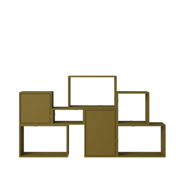 Stacked Storage System - Bookcase - Con 6 - Muuto Shelving - Brown Green - HORNE