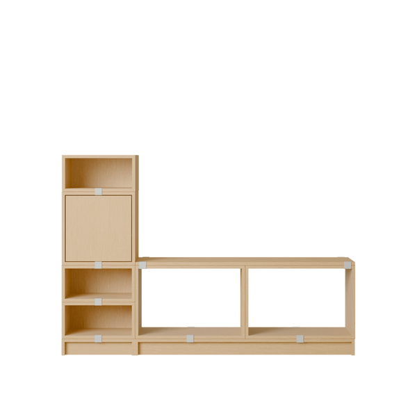 Stacked Storage System - Hallway Storage - Con 1 - Muuto Shelving - Oak - HORNE