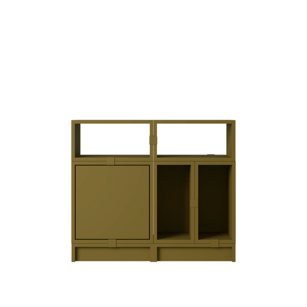 Stacked Storage System - Office Storage - Con 5 - Muuto Shelving - Brown Green - HORNE