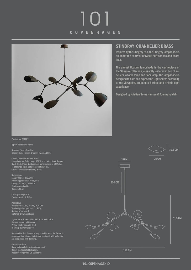 Stingray Chandelier - 101 Copenhagen Lighting - Regular - Bronze - HORNE