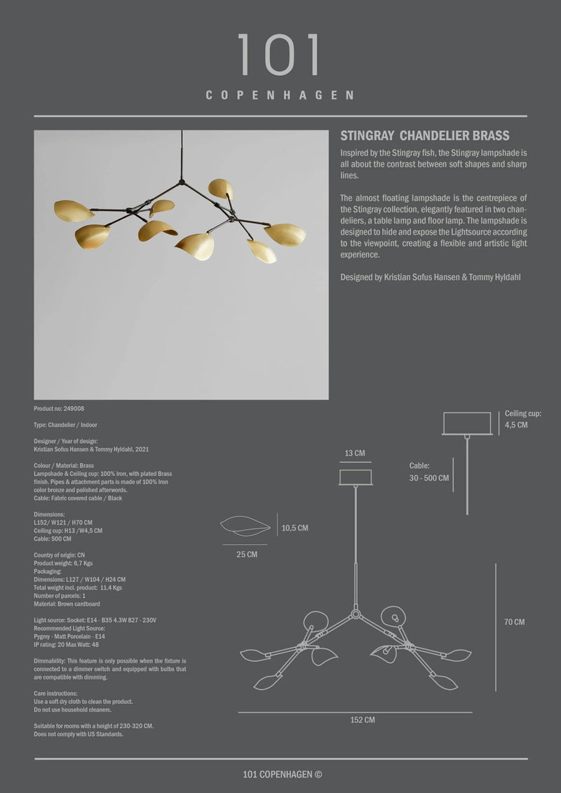 Stingray Chandelier - 101 Copenhagen Lighting - Regular - Bronze - HORNE