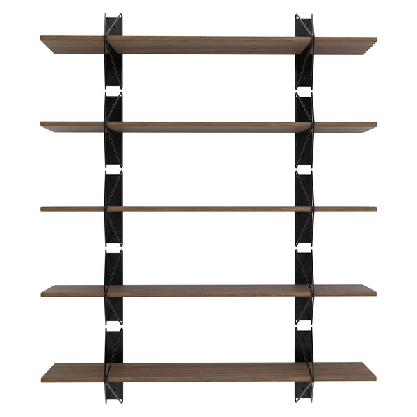 Strut Shelving System - Souda Shelving - 52" - Walnut - 5 Shelves - HORNE