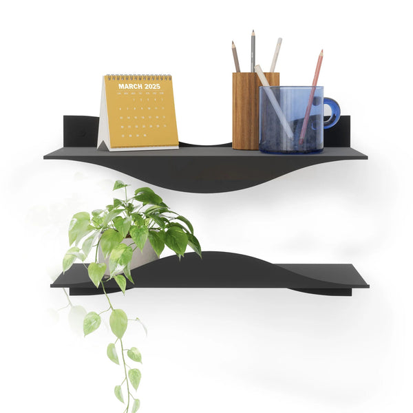 Surf Shelf - Set of 2 - Umbra Shelving - Black - HORNE