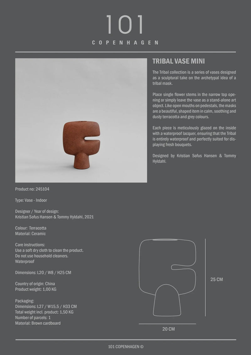 Tribal Vase - 101 Copenhagen Vases - Mini - Terracotta - HORNE