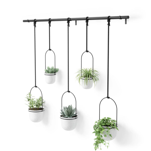 Triflora Hanging Planters - Set of 5 - Umbra Pots & Planters - White-Black - HORNE