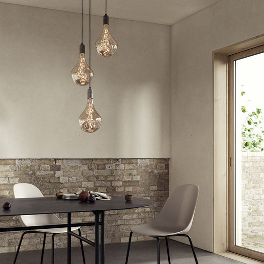Triple Pendant in Graphite + Voronoi II - Black Canopy - Tala Cluster Pendants - HORNE