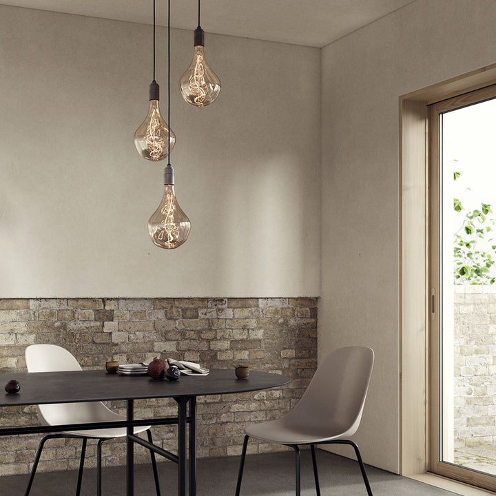 Triple Pendant in Graphite + Voronoi II - Black Canopy - Tala Cluster Pendants - HORNE