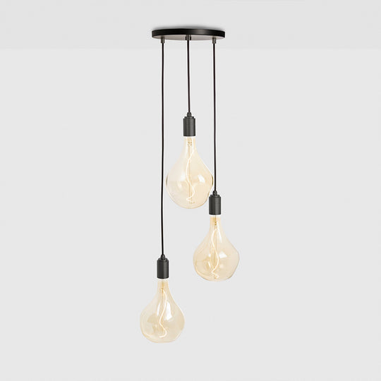 Triple Pendant in Graphite + Voronoi II - Black Canopy - Tala Cluster Pendants - HORNE