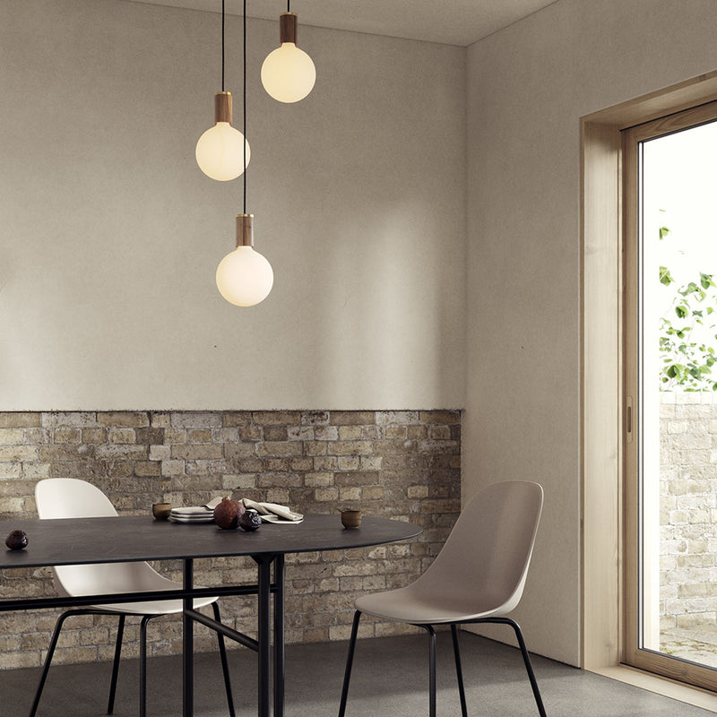Triple Pendant + Sphere IV - Black Canopy - Tala Cluster Pendants - Walnut - HORNE