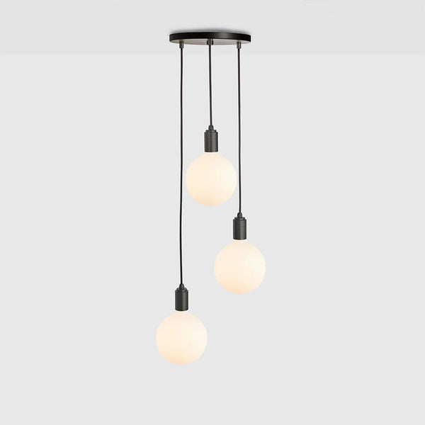 Triple Pendant + Sphere IV - Black Canopy - Tala Cluster Pendants - Graphite - HORNE