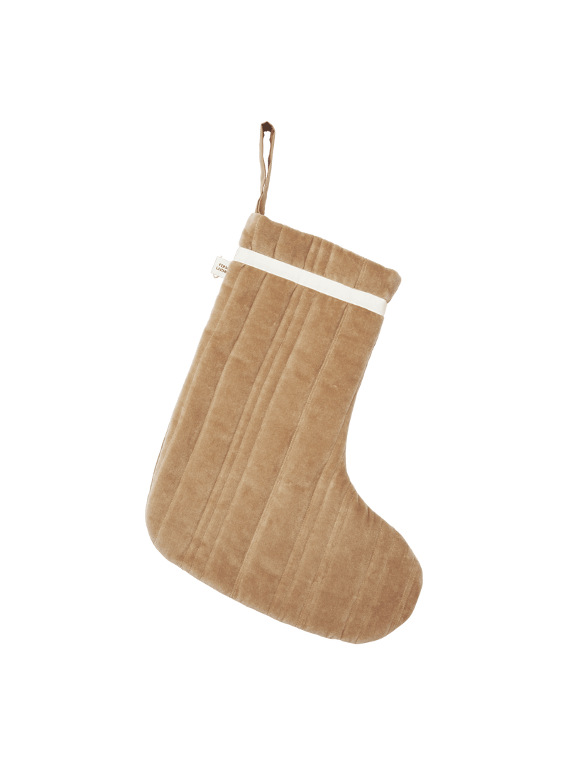 Vari Quilted Christmas Stocking - Velvet - Ferm Living Art + Objects - Khaki - HORNE