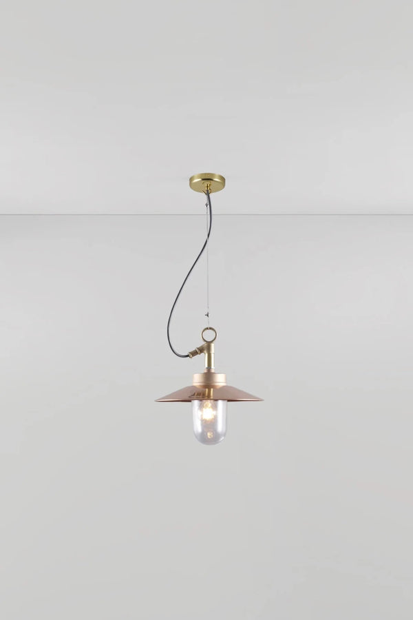 Well Glass Pendant With Visor - IP44 - Davey Lighting Outdoor Lights - Bronze - Clear - HORNE