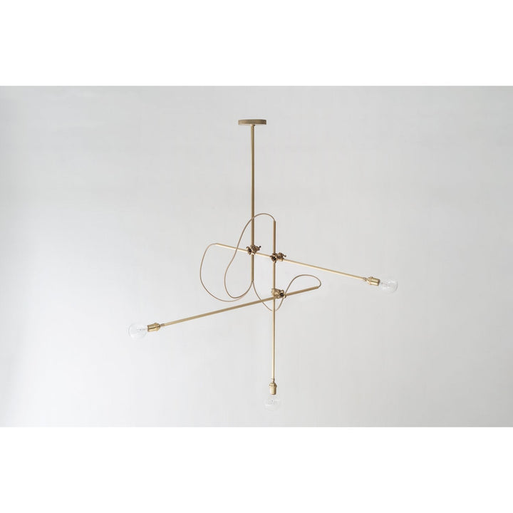 3 Arm Industrial Chandelier - Workstead - Chandeliers - Hewn Brass - HORNE