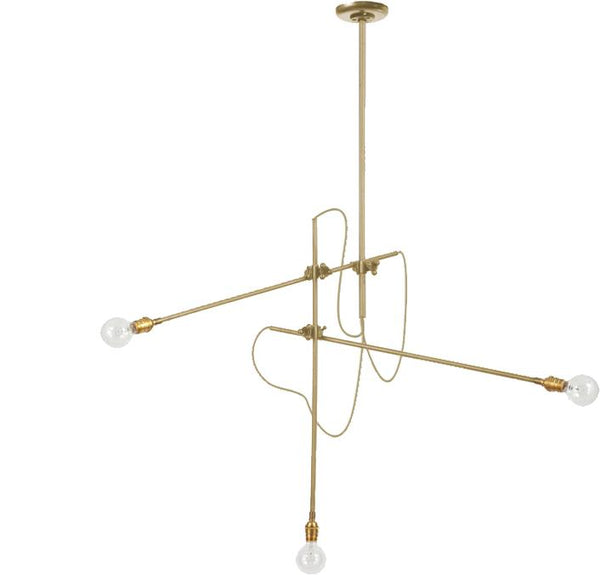 3 Arm Industrial Chandelier - Workstead - Chandeliers - Hewn Brass - HORNE