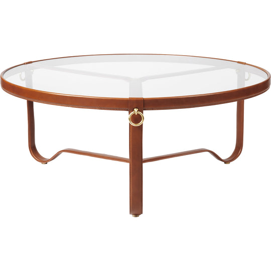 Adnet Coffee Table - 100cm - Gubi - Tables + Desks - Tan Leather - HORNE