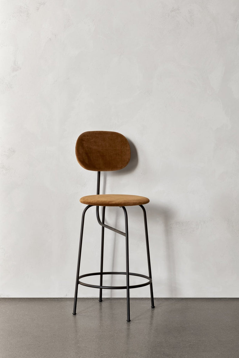 Afteroom Counter Chair Plus - Upholstered Seat - Audo Copenhagen - Stools + Benches + Ottomans - Natural Oak/ Audo Boucle - Gold 06 - HORNE