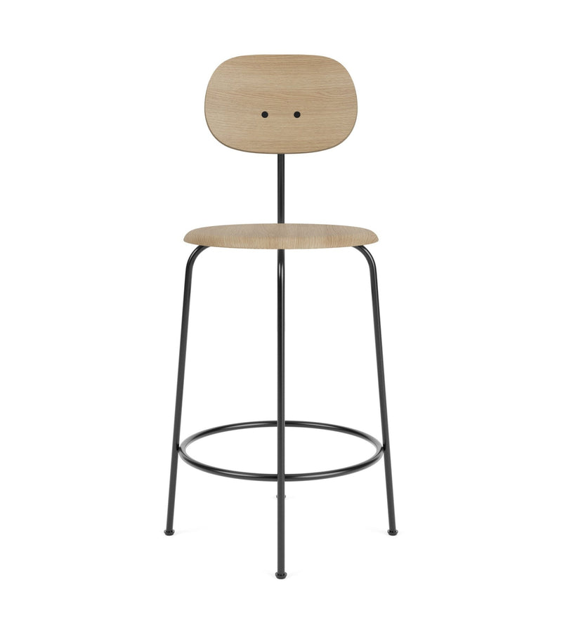 Afteroom Counter Chair Plus - Upholstered Seat - Audo Copenhagen - Stools + Benches + Ottomans - Natural Oak/ Audo Boucle - Gold 06 - HORNE