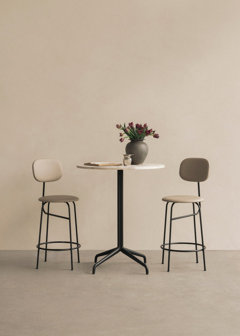 Afteroom Counter Chair Plus - Upholstered Seat & Back - Audo Copenhagen - Stools + Benches + Ottomans - Sierra Leather - Stone 1611 - HORNE