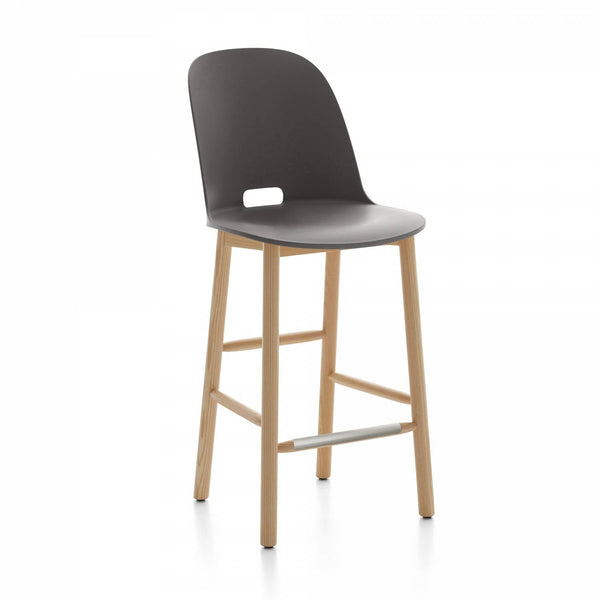 Alfi Counter High Back Stool - Emeco - Stools + Benches + Ottomans - Dark Grey - Ash - HORNE