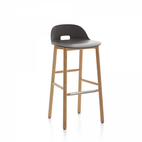 Alfi Low Back Barstool - Emeco - Stools + Benches + Ottomans - Dark Grey - Ash - HORNE