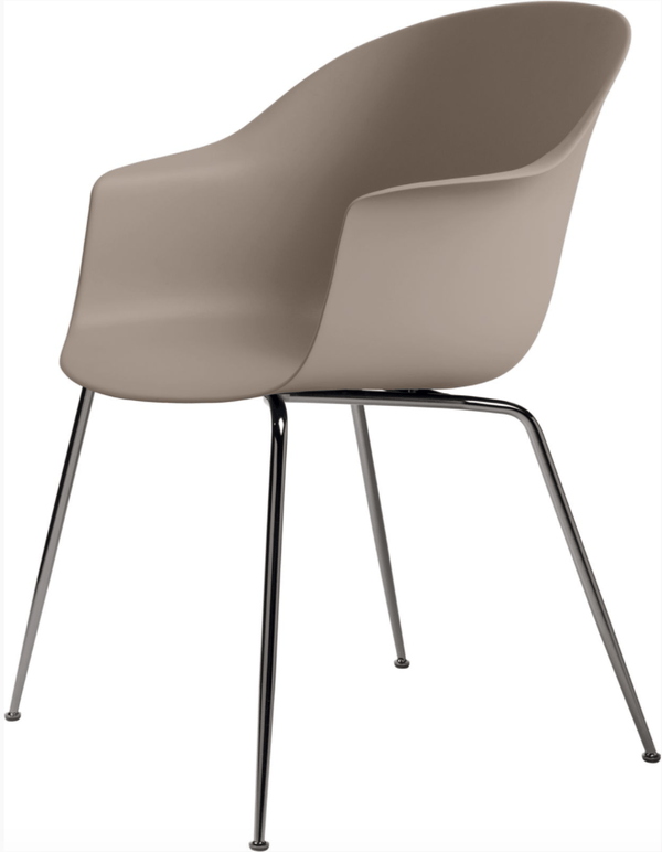 Bat Dining Armchair - Black Chrome Base - Gubi - Chairs - New Beige - HORNE