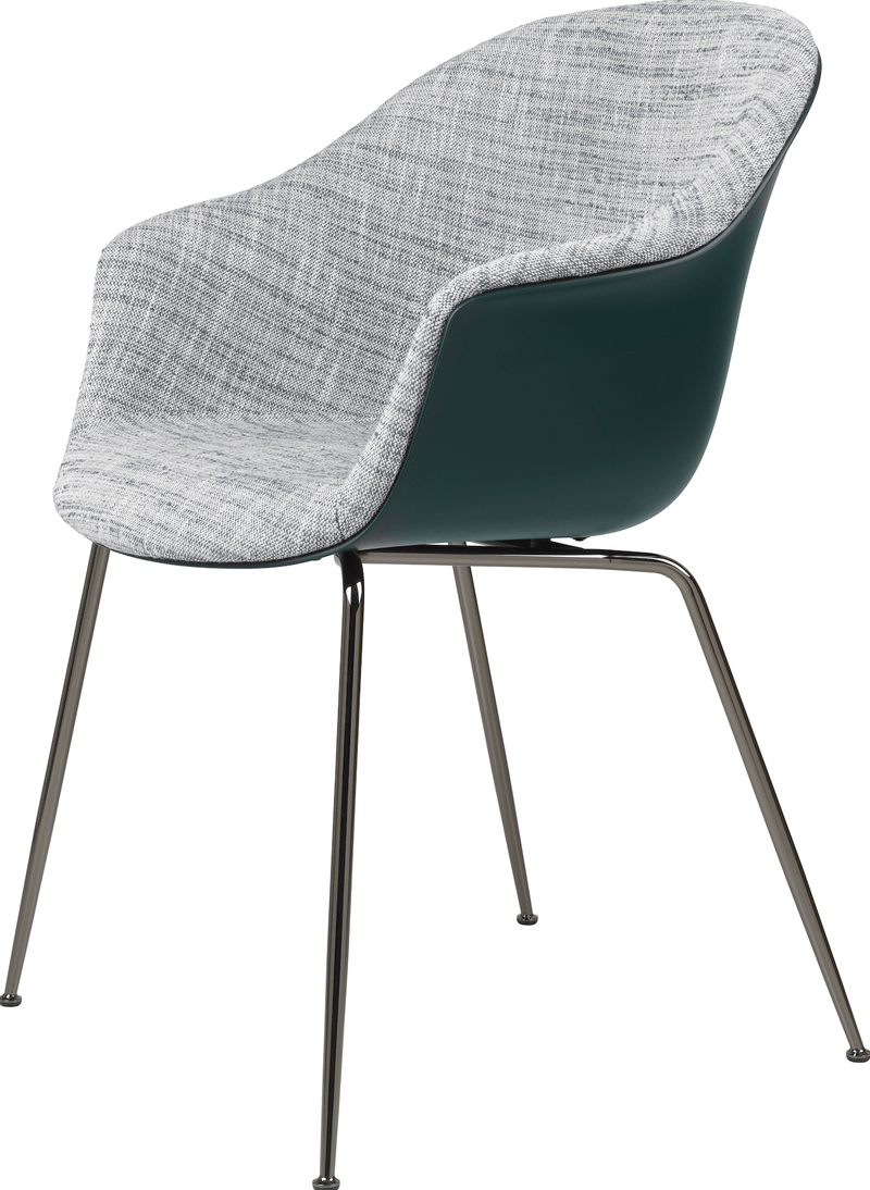 Bat Dining Armchair, Front Upholstered - Chrome Base - Gubi - Chairs - Black - Black Chrome - Canvas 2 - 0674 - HORNE