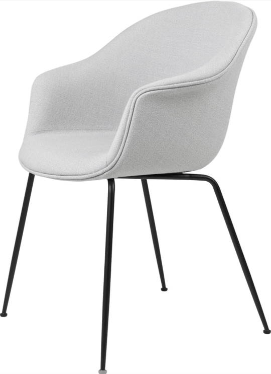 Bat Dining Armchair, Fully Upholstered - Black Matte Base - Gubi - Chairs - Canvas 2 - 0674 - HORNE
