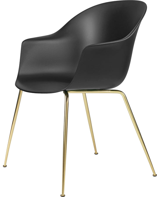 Bat Dining Armchair - Matte Brass Base - Gubi - Chairs - Black - HORNE