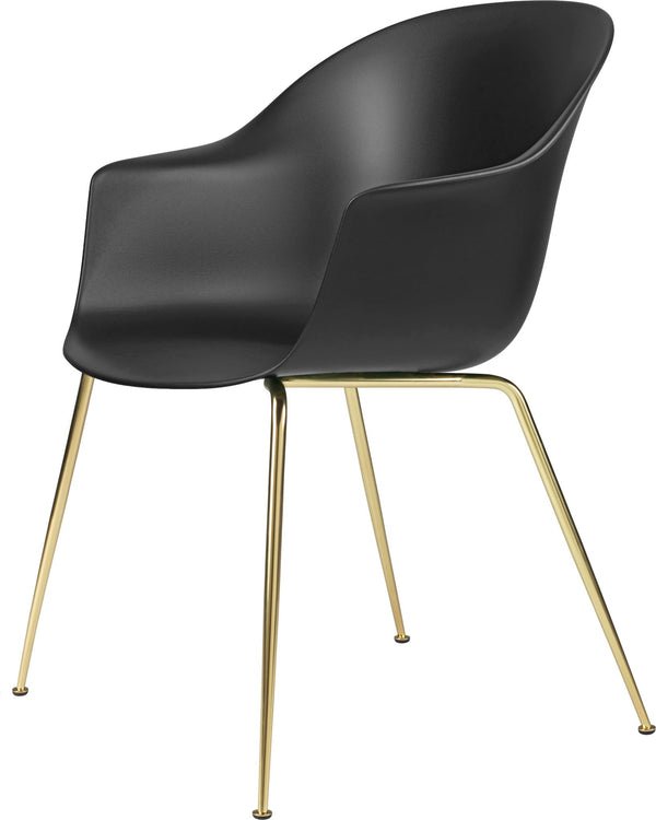 Bat Dining Armchair - Matte Brass Base - Gubi - Chairs - Black - HORNE