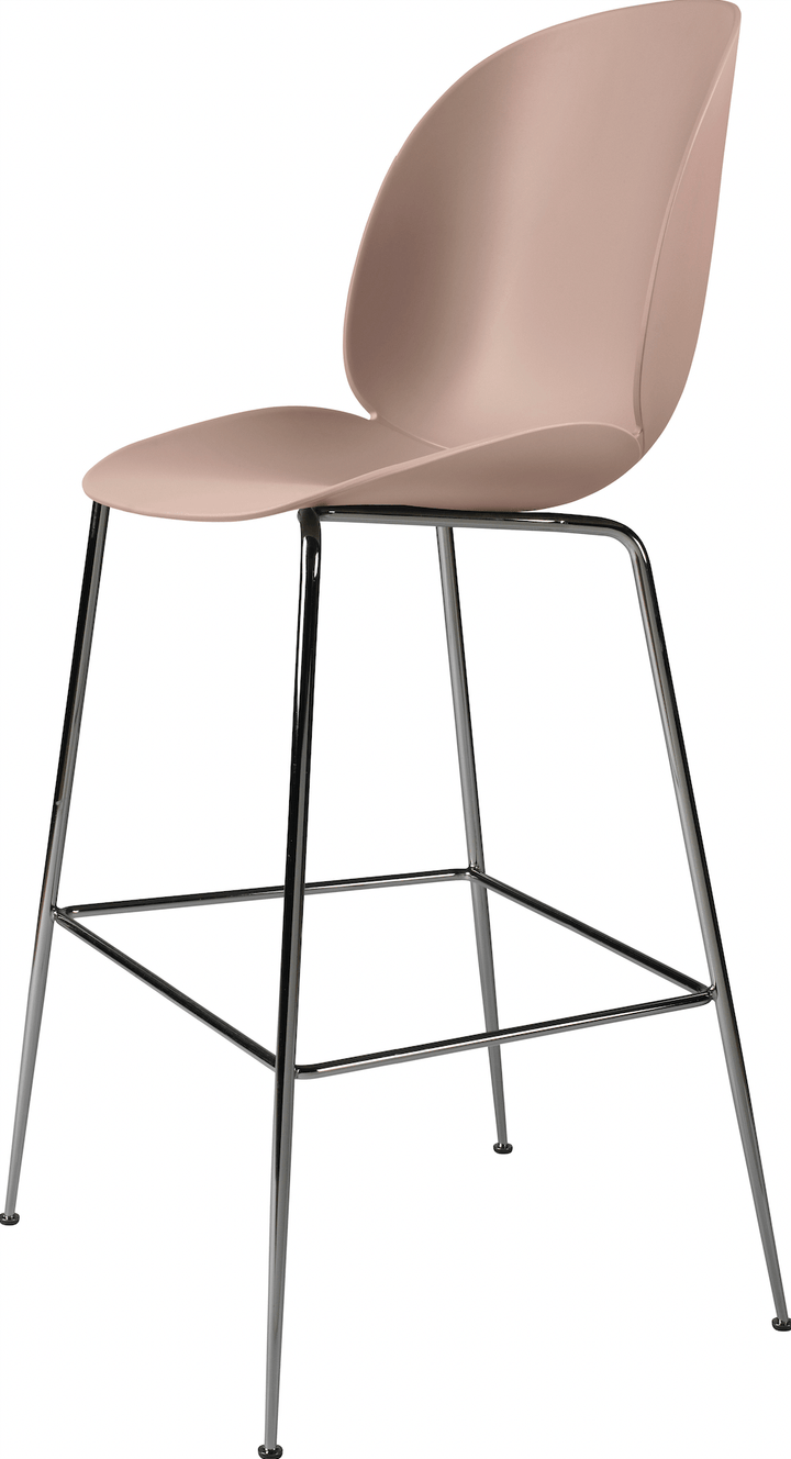 Beetle Bar Chair Un - Upholstered - Gubi - Stools + Benches + Ottomans - Black Chrome - Sweet Pink - HORNE